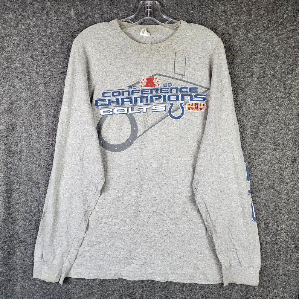 Alstyle Indianapolis Colts 2009 AFC Champions Long Sleeve Shirt Mens XL Grey NFL